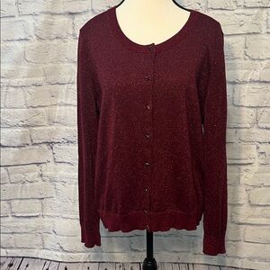 Talbots Metallic Cardigan Sweater Jewel Buttons Size XL
